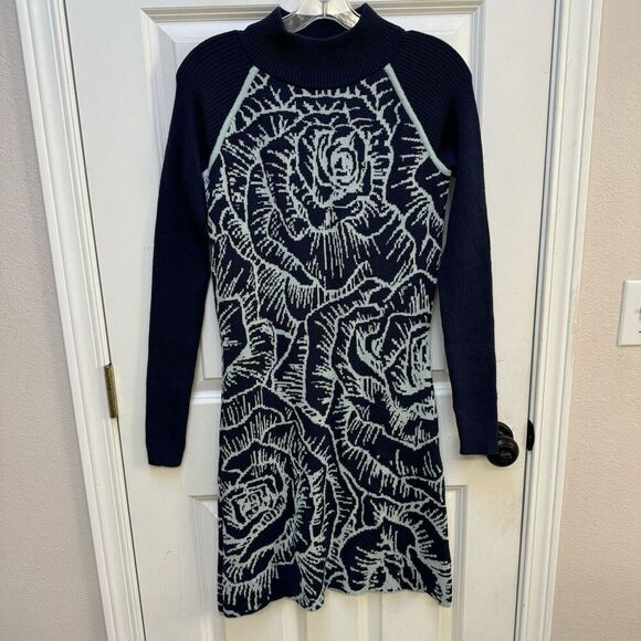 Title Nine Dresses & Skirts - Title Nine Sebelius Sweater Midi Dress Mock Neck Merino Wool Floral Outdoors S
